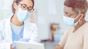 A patient who has dense breasts discussed her options with her healthcare practitioner.